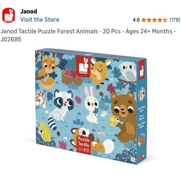 Janod Other - Janod Forest Friends Tactile Puzzle - Blue